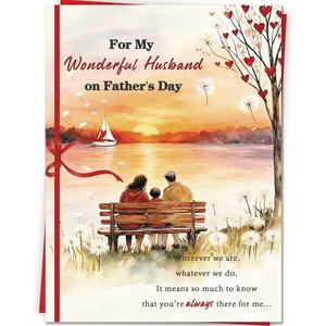2 x Romantic Fathers Day Card Gifts for Husband, Father's Day Card Gifts from Wife, Funny Personalized Father's Day Decorations