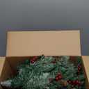 2 Set 30 Inch Christmas Urn Fillers, Outdoor Christmas Tree Pre-Lit LED Pre-Decorated with Pine Cones Red Berries Balls, Artificial Christmas Porch Decor for Yard, Garden, Pathway