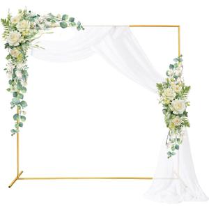 6.6FTx6.6FT Square Metal Arch Backdrop Stand,Gold Balloon Arch Stand for Wedding Arch Frame Stand for Birthday Party Bridal Shower Photo Background Decoration