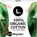 L. Ultra Thin Pads for Women, Regular Absorbency, Organic Cotton Top Layer, Unscented Pads with Wings, 112 Count (4 Packs of 28)