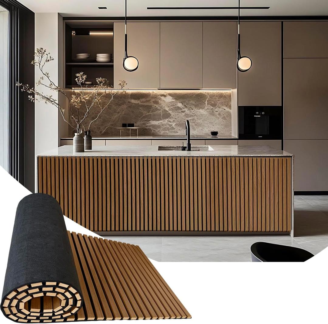 94.5 x 23.6 in Acoustic Wood Wall Panels,3D Flexible Soundproof Absorbing Panels,Wood Slat Walls for Interior Wall Decor (Walnut)