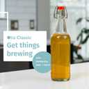 Otis Classic Glass Bottles with Caps - Set of 6 Clear Swing Top Glass Bottles w/Ceramic Lids for Storing Kombucha, Liquor, Syrup, Wine, Kefir & Beer - Bonus Marker & Labels Included, 16oz