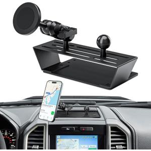 Magnetic Dash Phone Holder for F150, No Punching Required Phone Mount Compatible with 2015-2020 F150 2017-2022 F250 F350, Full Metal Cellphone Mounting Bracket for Most CellPhones (BLACK)
