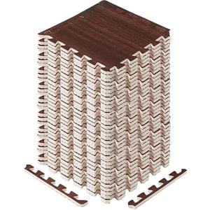 Yes4All EVA Interlocking Mats, Puzzle Floor Tiles, Foam Floor Padding with Border for Furniture, Home Space, Living Room, Garage 11,22,32 SQFT (D. Walnut Wood Dark)