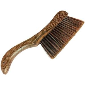 Hand Broom Brush, Dust Brush for Cleaning, Wood Block Hand Brush, Soft Bristle Cleaning Brush for Car Bed Furniture Clothes Garden Couch Draft (Curved Handle)