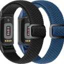 Elastic Braided Bands Compatible with Fitbit Charge 5/Fitbit Charge 6 for Women Men, Breathable Adjustable Stretchy Nylon Loop Sport Replacement Wristbands for Fitbit Charge 6 Charge 5 Straps