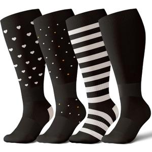 Azalencro Wide Calf Compression Socks for Women&Men Plus Size, 20-30mmhg Knee High Compression Stocking Socks for Pregnant, Nurses, Travel(XL)