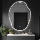 Asymmetrical LED Bathroom Mirror with Lights,Irregular Led Bathroom Vanity Mirror for Wall with Front and Backlit, Anti Fog, 3 Colors and Dimmable Light,[Horizontal/Vertical] 40" H x 30" W (Clear)