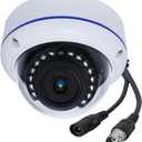 HD 1080P 2MP 180 Degree Surveillance Security Camera Wired Coax Fisheye 1.7mm Lens Super Wide Angle Dome Camera Outdoor 4 in 1 (TVI/AHD/CVI/BNC Real Hybrid Analog CCTV Cameras) IR Night Vision
