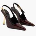 Women's Slingback Stiletto High Heels Square Toe with Metal Buckle Strap Slip On Pumps Backless Patent Leather Fashion Dress Shoes Wedding Party Size 8,5