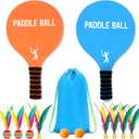 Paddle Ball Set - Funny Paddleball Rackets Game, Comfortable Anti-Slip Grip, Outdoor Sports Activity for Adults Games Yard Lawn Party Supplies, Blue Orange
