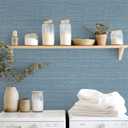 JiffDiff Grasscloth Wallpaper Peel and Stick Blue Grassweave Stick on Wallpaper Textured Self Adhesive Contact Paper 17.3"x118"