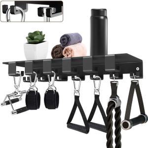 Floating Shelf Organizer Compatible with Tonal Accessories Home Gym Weight Storage Equipment Hanger Metal Rack Holder Wall Mount with Hooks T-Lock Adapters Bracket Hanger Workout Fitness (Style 2)