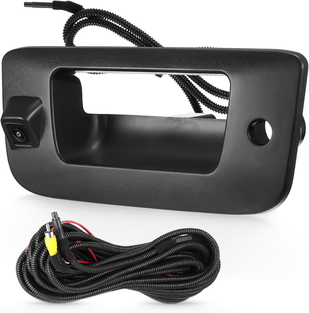 Tailgate Handle Backup Camera Fit for Chevy Silverado GMC Sierra 1500 2500 HD 2007-2013 Tailgate Reversing Rear View Park Assist Camera RCA Plug Replaces 22755304