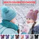 HAITHO Winter Hat for Kids Toddler Children, Girls Beanie with Double Pom Pom Warm Fleece Lined, Girls Accessories Knit Cap (Multicolor)