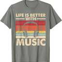 Life is Better with Music Lover Teen Girls Boys Musician T-Shirt, M