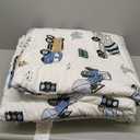 NTBED 4 Pieces Construction Toddler Bedding Set for Baby Boys,Tree Truck Vehicles Excavator Cars Printed, Includes Comforter, Flat Sheet, Fitted Sheet and Pillowcase,Light Grey