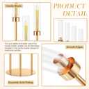 Suclain 4 Set 3 Arm Candelabra Centerpiece 33.8 Inch Candle Holder Gold Candelabra Metal Floor Pillar Candlesticks for Tables Wedding Home Party Decoration