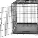 Amazon Basics Portable, Foldable Metal Wire Dog Crate with Removable Tray, Divider Panel, Easy to Assemble, for Large Dogs, 48 x 30 x 32.5 in, Black
