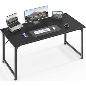Huuger 48 Inch Office & Gaming Desk with Storage, Modern Simple Design, Large Legroom, Black Metal Frame