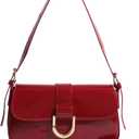 Shoulder Bag for Women, Small Shoulder Purse with 2 Straps, Casual Crossbody Bag Vintage Leather Handbags with Zipper (Red)