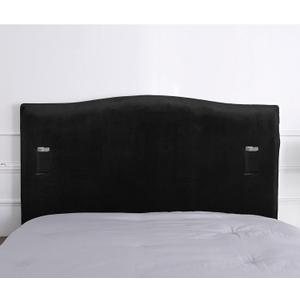 WOMACO Bed Headboard Slipcover Protector Stretch Solid Color Dustproof Cover for Bedroom Decor (Length (35" - 50"), Black-Plush)