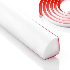 White Rubber Flexible 200 Inch Flexible Quarter Round Molding, Silicone Rubber Peel and Stick Shower Water Barrier Suitable for Shower Pans Corner and The Base of Staircase