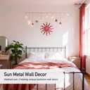 Sokurdeg Red Sun Metal Wall Decor - 12" Rustic Vintage Line Wall Hanging for Bedroom, Bathroom, Living Room, Corridor and Office