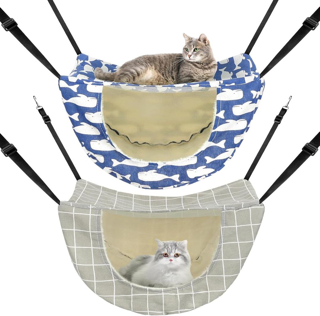 Jetec 2 Pieces Cat Cage Hammock Indoor Hanging Pet Bed Double Layer Hanging Cat Bed Bag Soft Kitten Hammock for Comfortable Two Level Cage Accessories for Spring, Summer, Winter, 2 Styles