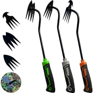 3 pcs Weed Puller Tool Garden Weed Pulling Tool, 2025 New Garden Weed Puller Tools Hand Weeder Tool with Rubber Handle, 4 Teethes Dual Purpose Manual Weeders Tool Weed Pulling Tool for Garden (GGO2)