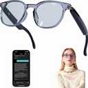 MNVOEQ AI Smart Wireless Bluetooth Translation Glasses for Men/Women with Speakers/Bluetooth&140+ Languages Translation Sports/Travel/Drive/Busniess (C3+AI+Color Change Lenses+Black)