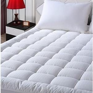EASELAND RV Short Queen Mattress Pad Pillow Top Quilted Fitted Cooling Mattress Protector Cover Topper Cotton 8-21" Deep Pocket (60x75 Inches, White