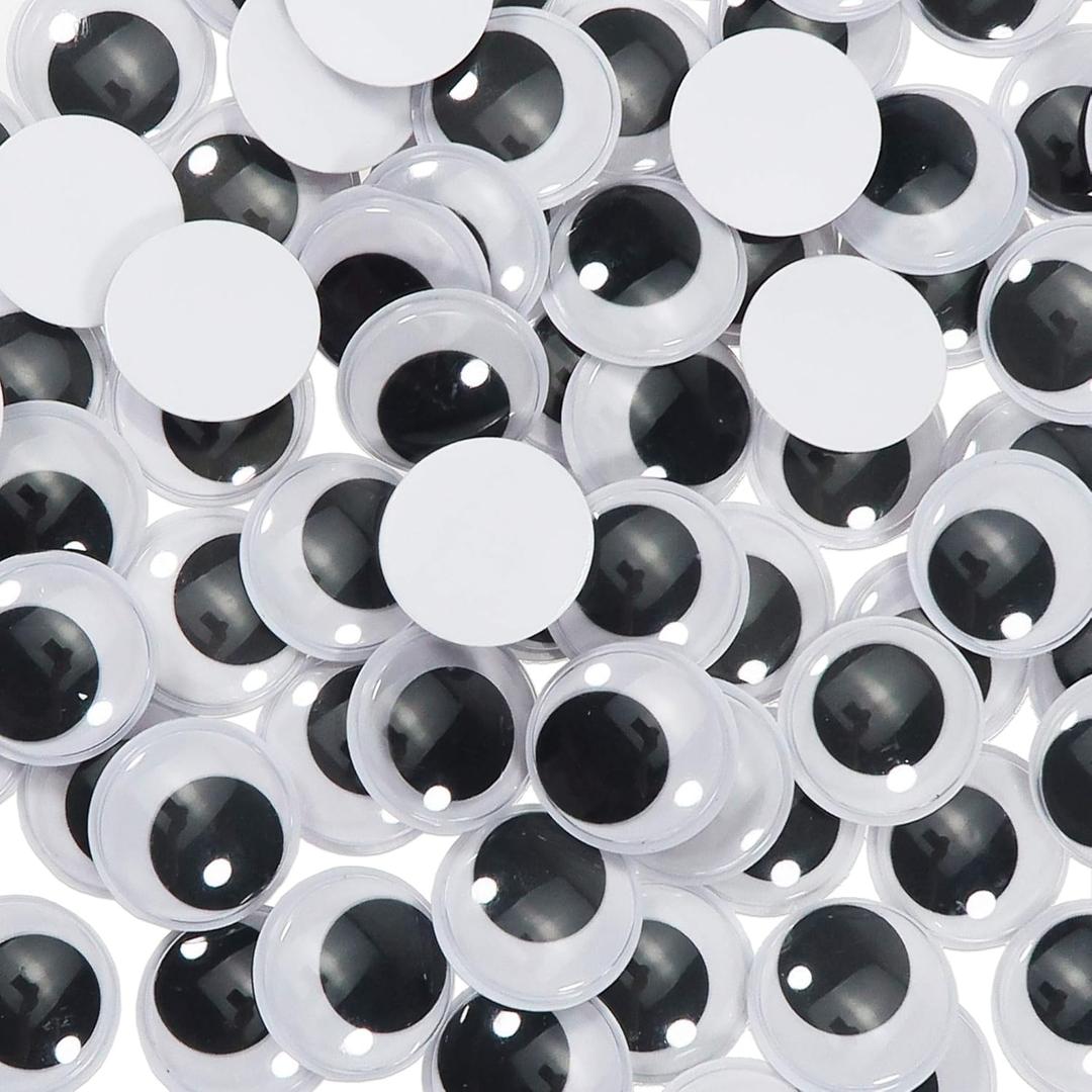 TOAOB 100pcs 30mm Black Wiggle Googly Eyes with Self Adhesive Large Round Plastic Sticker Eyes for DIY Arts Crafts Scrapbooking Decoration