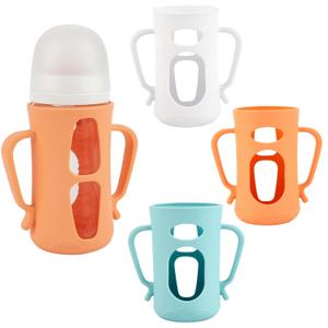 Silicone Sleeves with Handles for Pigeon Glass Bottle, 3 Pack Anti Breakage Baby Bottle Holder, 8.1oz