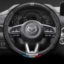 Compitable with Fit Mazda Steering Wheel Cover,Stylish Nappa Leather Carbon Fiber Texture Protector,Non-Slip,Universal 15inch Fit Mazda 3 6 CX30 CX50 CX5 Accessories (Old)