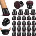 PISAO 24 Pcs Chair Leg Floor Protectors, Black Silicone Chair Leg Protectors Caps Covers for Hardwood Floors, Furniture Pads Sliders with Wrapped Felt Bottom Medium (Fit:0.76"-1.18")