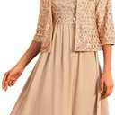 Formal Mother of The Bride Dresses Formal Wedding Party Dress Two Piece Dress with Chiffon Jacket Champagne, Size: M