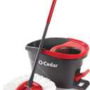 O-Cedar EasyWring Microfiber Spin Mop, Bucket Floor Cleaning System, Red, Gray, Standard