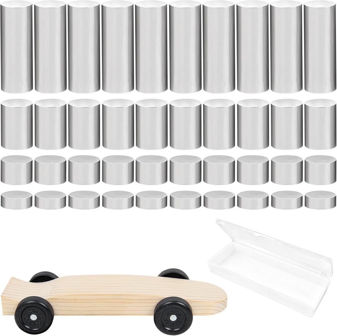 Pinewood Stainless Steel Weights 9.375 OZ (40 pcs, 3/8 Inch), Derby Car Kit for Racing Car Balance & Speed Optimization