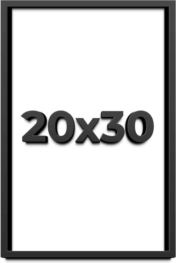20x30 Shadow Box Black Display Frame | 1 Inch Deep Solid Solid Pine Wood Shadowbox Show Frame | UV Resistant Acrylic Plexiglass, Acid Free Backing, and Hanging Hardware | Dugan Picture Frame Style