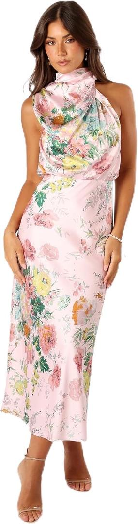 Petal & Pup Women's Anabelle Halter Neck Midi Dress, M