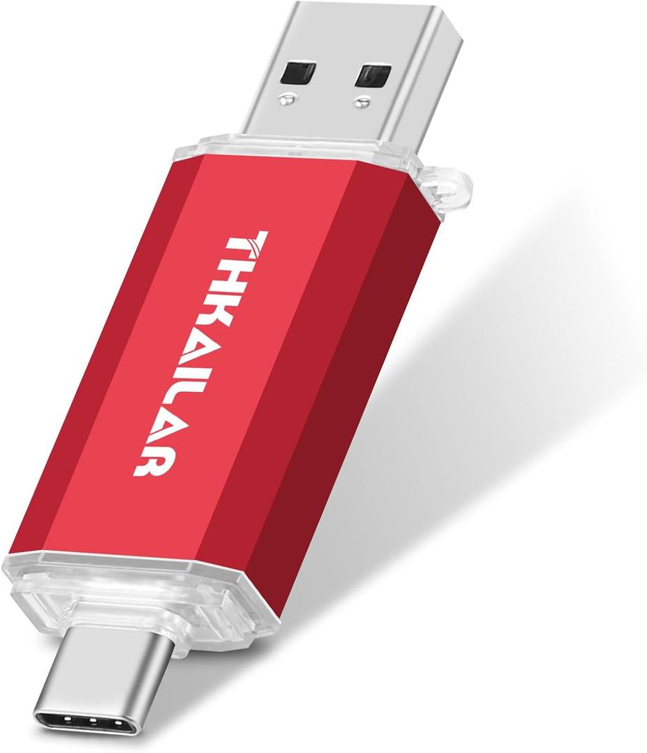 THKAILAR 2TB USB C Flash Drive, 120MB/ s High Speed Thumb Drive, Dual Connector USB 3.0 & Type C Memory Stick Compatible with iPhone 16/ 15/ Plus/ Pro Max, MacBook, iPad, Android, PC