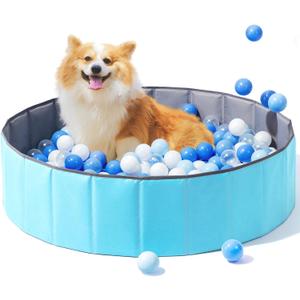 Hikiddy Foldable Ball Pit for Dogs, 31.5 Inch Ball Pits for Babies Toddlers Round, Kiddie Baby Playpen Ball Pool, Idea Toy Gift for Babies-Balls NOT Included (Light Blue)