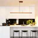 MASIVEL 39" Modern Linear Pendant Light Dimmable LED Ceiling Hanging Light Fixtures Woodgrain Linear Chandelier with Adjustable Height for Kitchen Island Dining Room 3000K