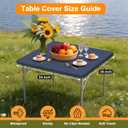 BDDC 34" x 34" Square Fitted Table Cover - Stretchy Spandex Navy Blue Table Cloth, Washable & Wrinkle-Resistant Tablecloth for Tables, Indoor/Outdoor Picnics, Patios & Events
