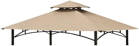 Tanxianzhe Grill Gazebo Replacement Canopy Top Cover 5×8 Double Tiered BBQ Roof ONLY FIT for Gazebo Model L-GG001PST-F (Beige)