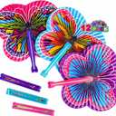 ArtCreativity 9.5 Inch Handheld Butterfly Folding Fans - Pack of 12 Foldable Fans in Assorted Colors and Designs, Goodie Bag Filler, Party Favors and Supplies, Fun Novelties and Gifts for Kids Ages 3+