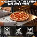 3/8" Thick Universal Pizza Steel, 16 x 16 Pre-Seasoned Carbon Steel Baking Steel with Lifting Holes Baking Stone for Homemade Pizza, Multipurpose Cooking Steel Plate for Ovens and Grills