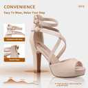 IDIFU Women's IN4 Platform Heels Strappy Chunky Heels For Women Dressy Peep Toe High Heels For Women Bridal Wedding Shoes For Bride On Evening Prom, Size 8