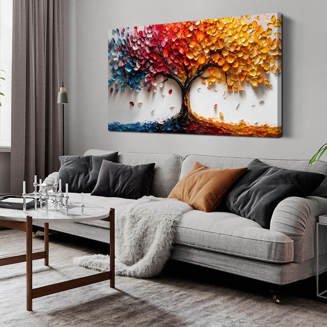 WDHCG Tree Pictures Wall Art Living Room - Colorful Canvas Wall Art Bedroom Aesthetic - Modern Wall Decoration for Office Size 24" x 48"